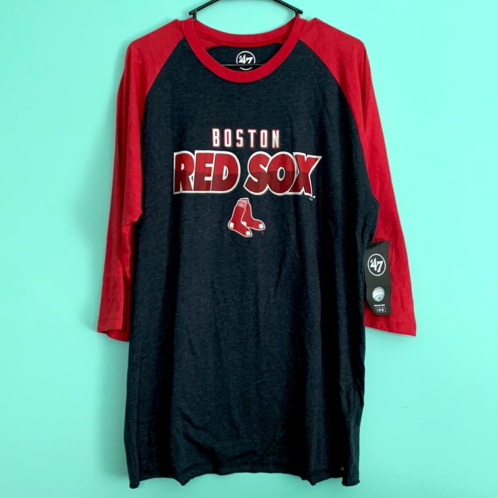 MLB '47 Boston Red Sox Heather Navy & Red Baseball Tee